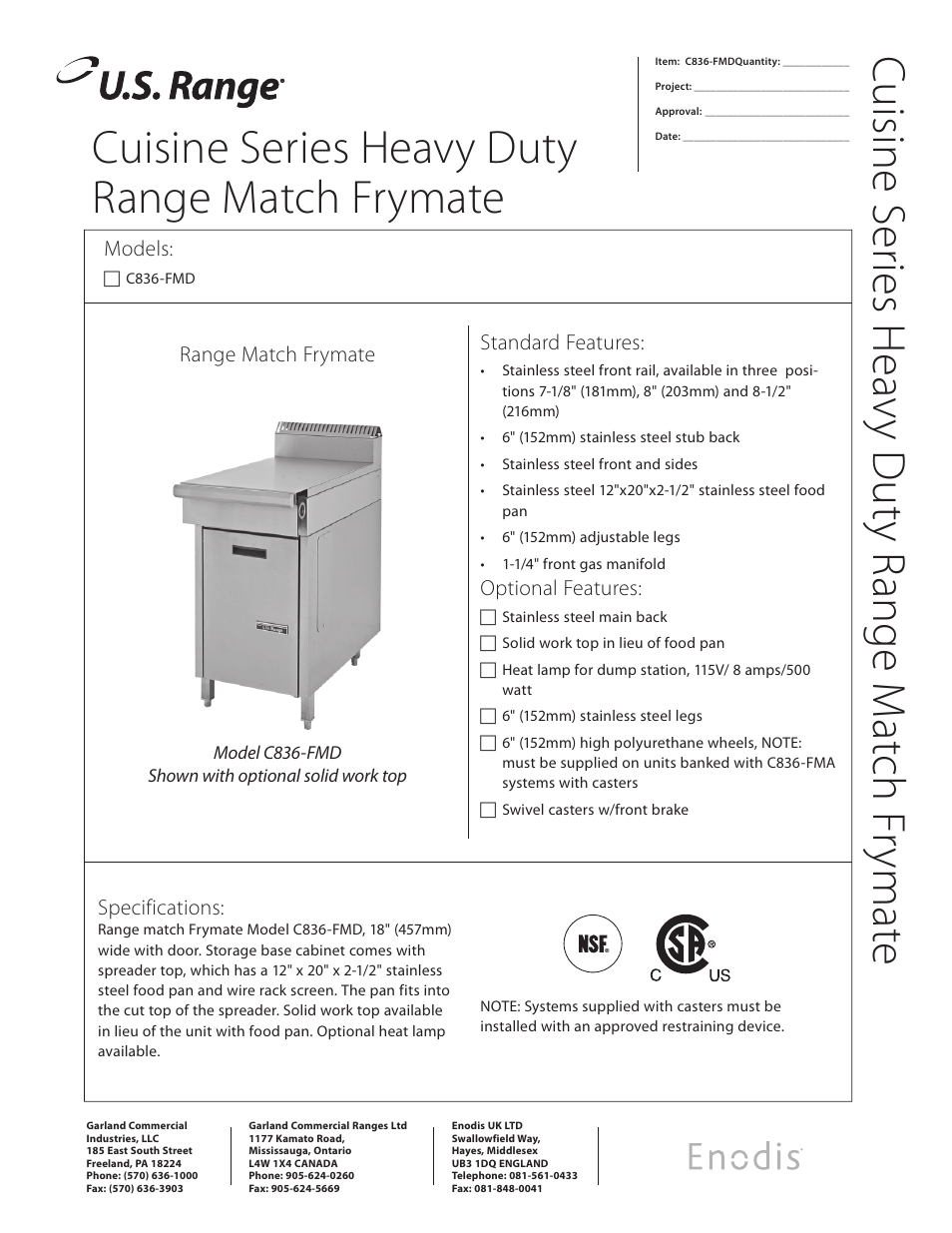 Garland C836-FMD User Manual | 2 pages