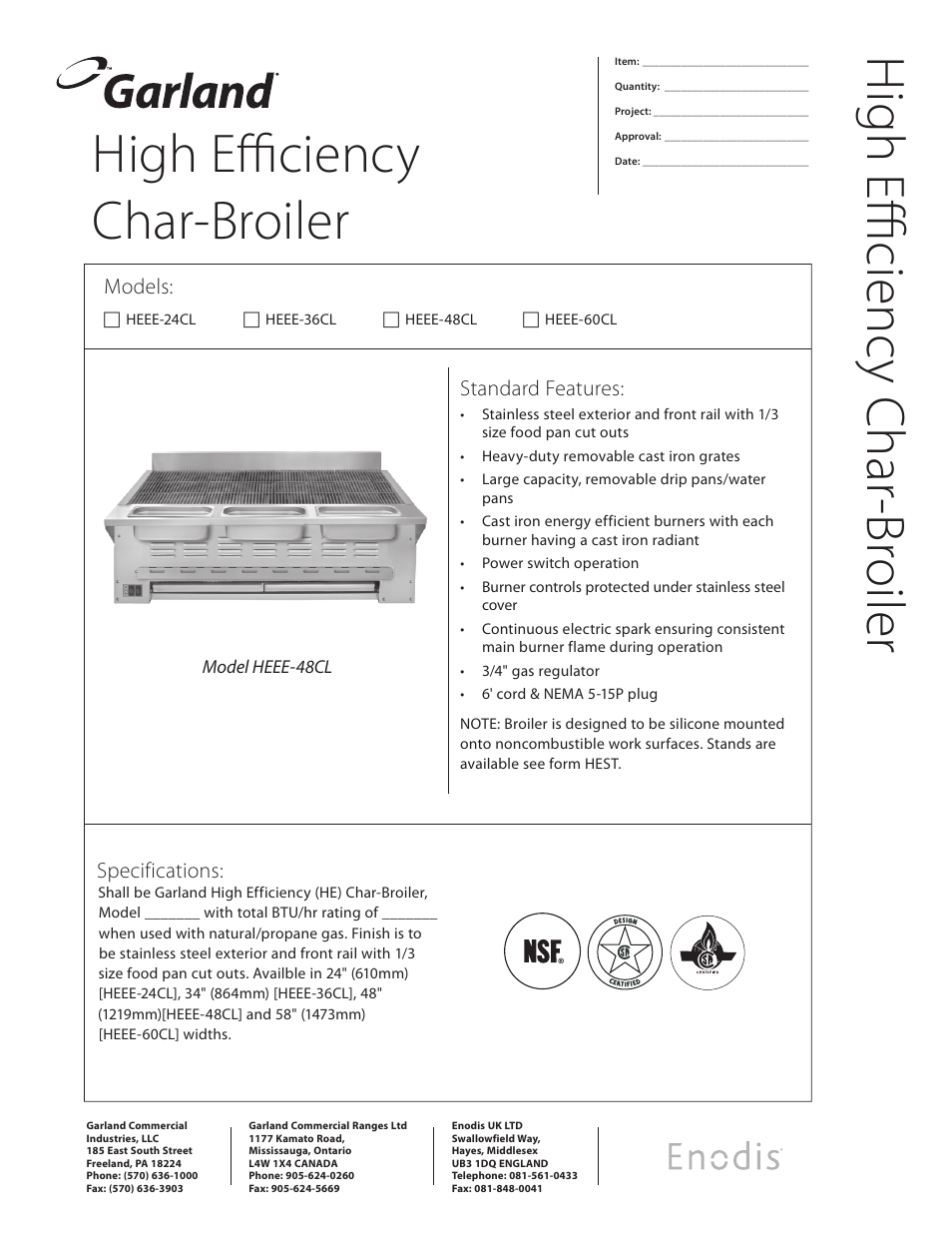 Garland Enodis HEEE-24Cl User Manual | 2 pages