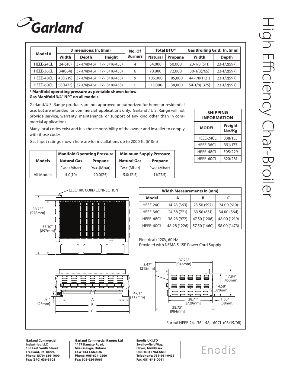 Hig h e ffi cie nc y c ha r-b ro ile r | Garland Enodis HEEE-24Cl User Manual | Page 2 / 2