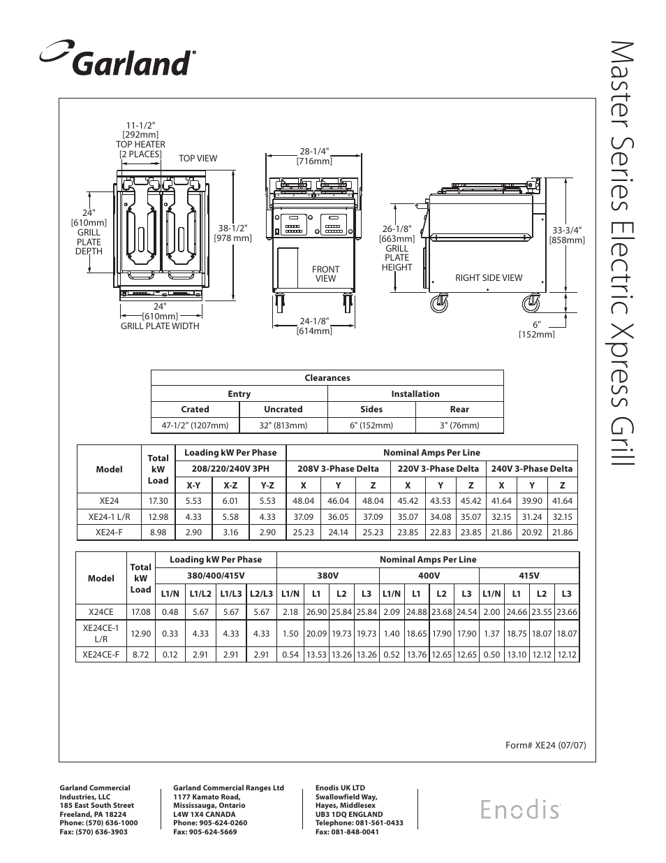 Mas te r s eri es ele ctr ic x pre ss g rill | Garland XE24 User Manual | Page 2 / 2