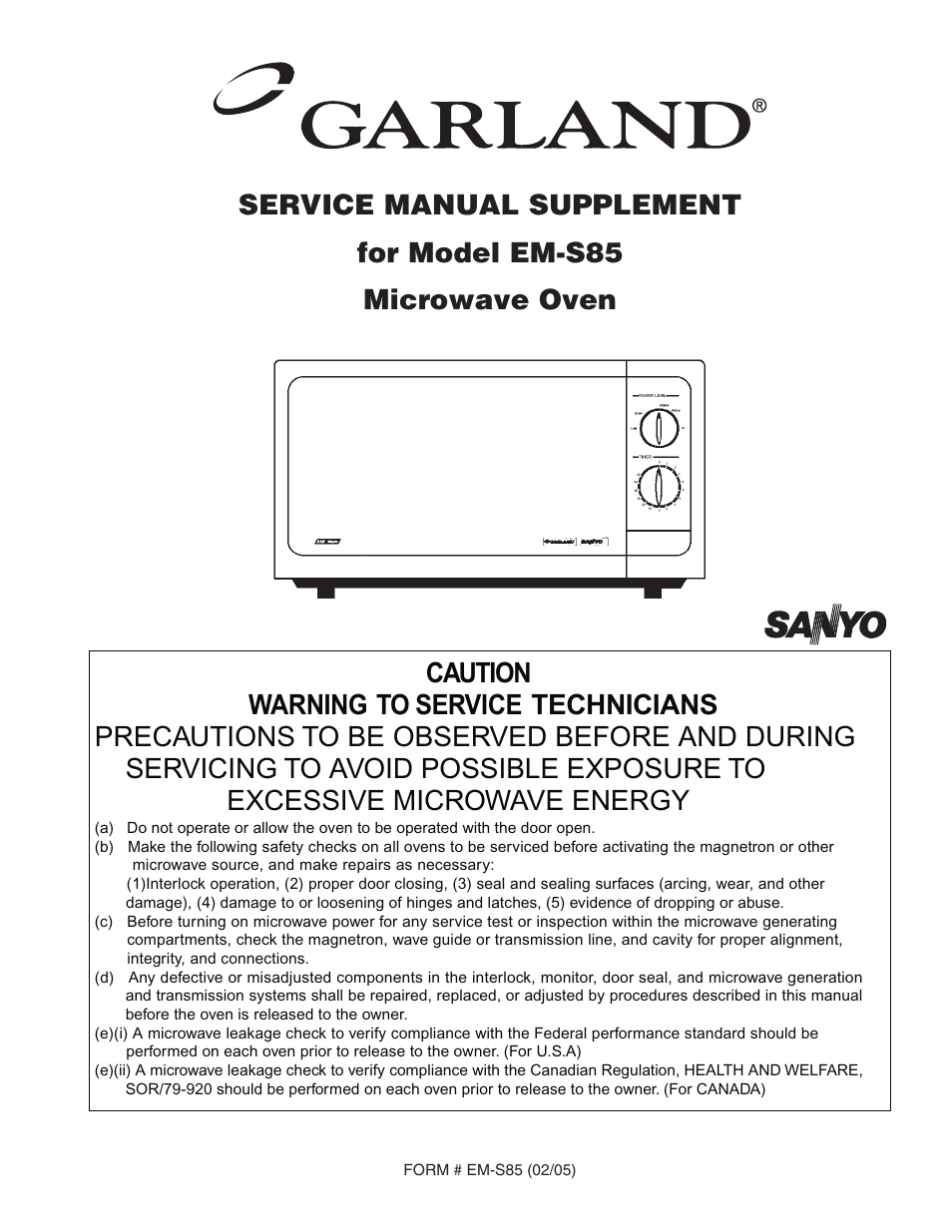 Garland EM-S85 User Manual | 16 pages