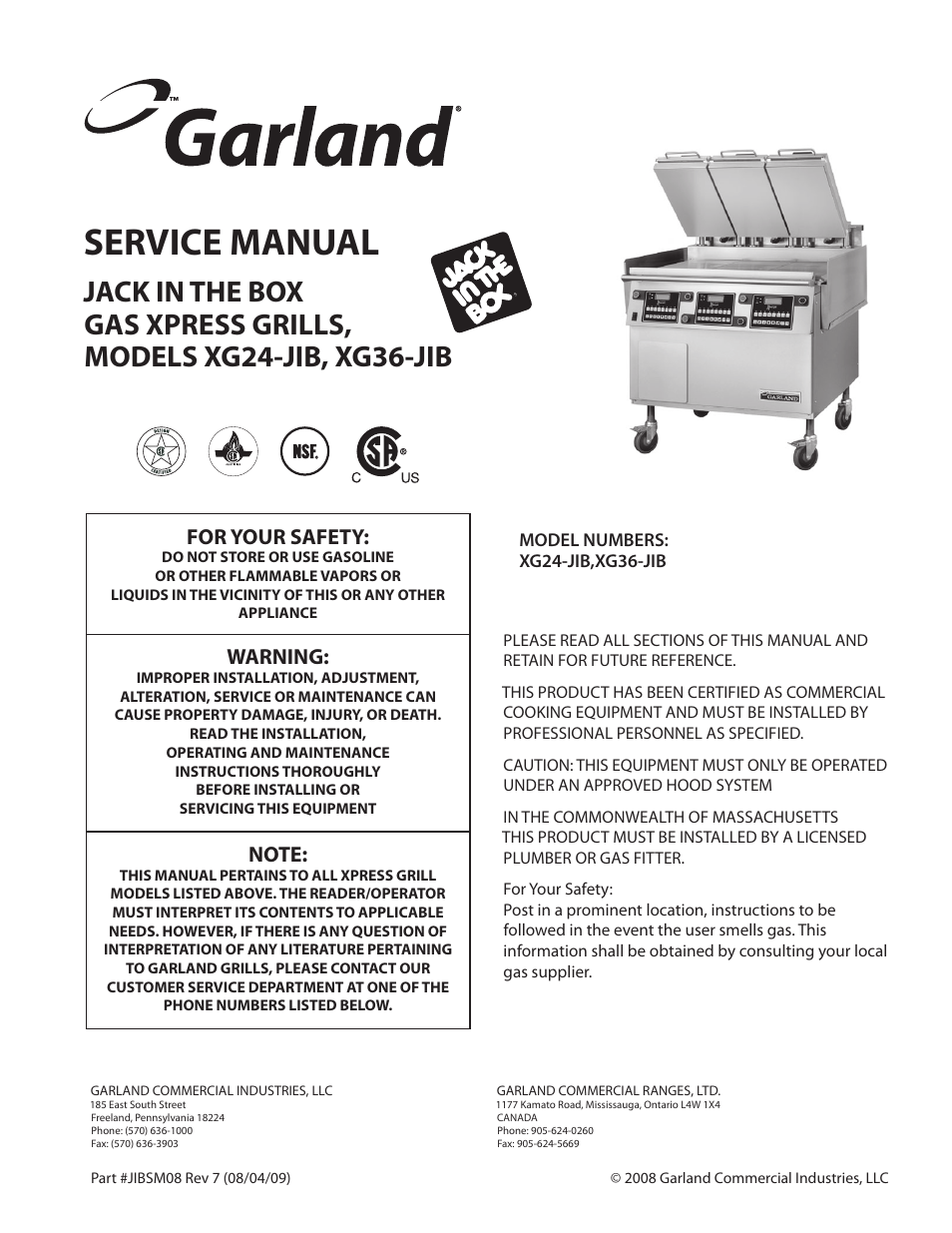 Garland JACK IN THE BOX XG36-JIB User Manual | 88 pages