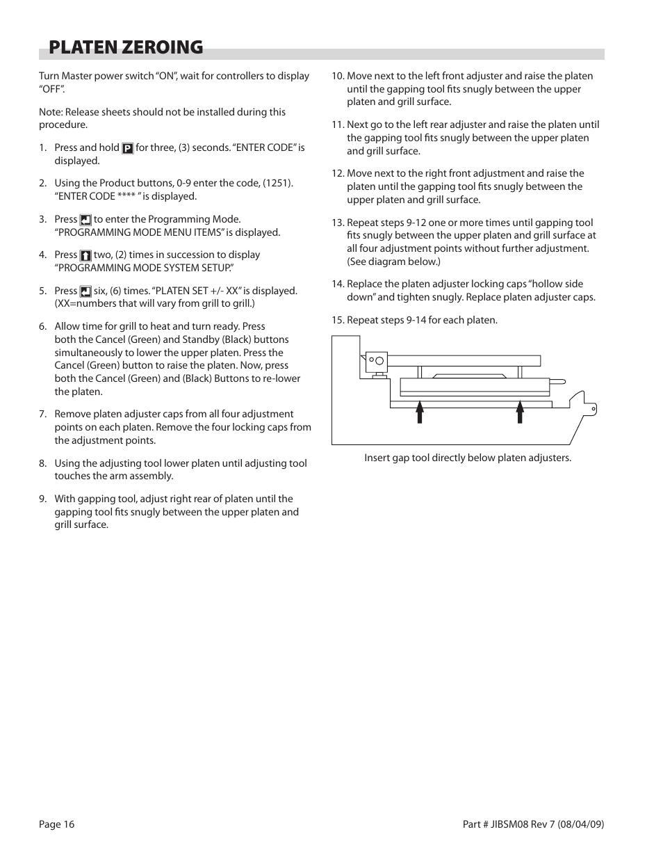 Platen zeroing | Garland JACK IN THE BOX XG36-JIB User Manual | Page 16 / 88