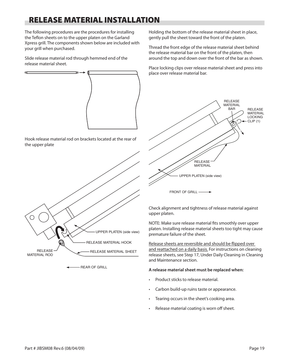 Release material installation | Garland JACK IN THE BOX XG36-JIB User Manual | Page 19 / 88