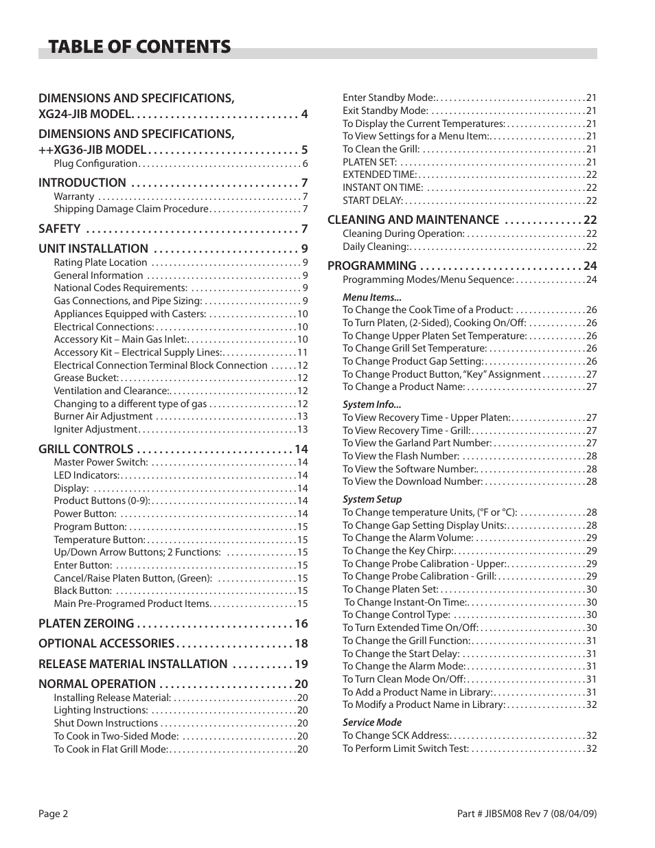 Garland JACK IN THE BOX XG36-JIB User Manual | Page 2 / 88