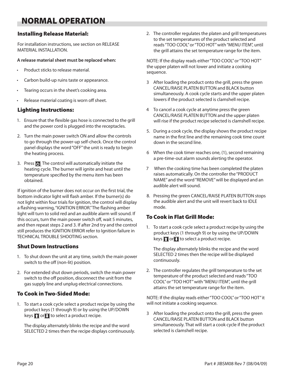 Normal operation | Garland JACK IN THE BOX XG36-JIB User Manual | Page 20 / 88