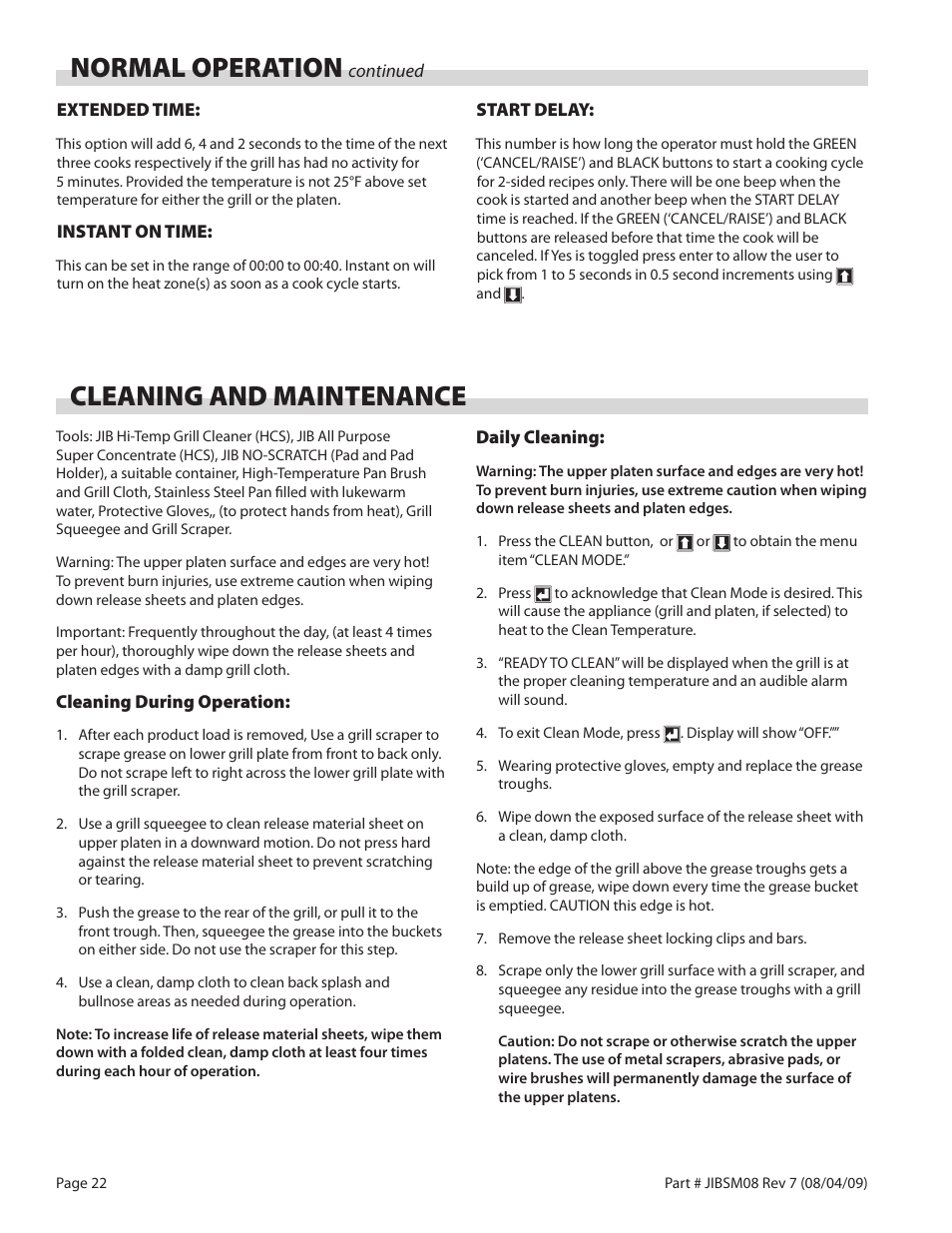 Cleaning and maintenance, Normal operation | Garland JACK IN THE BOX XG36-JIB User Manual | Page 22 / 88