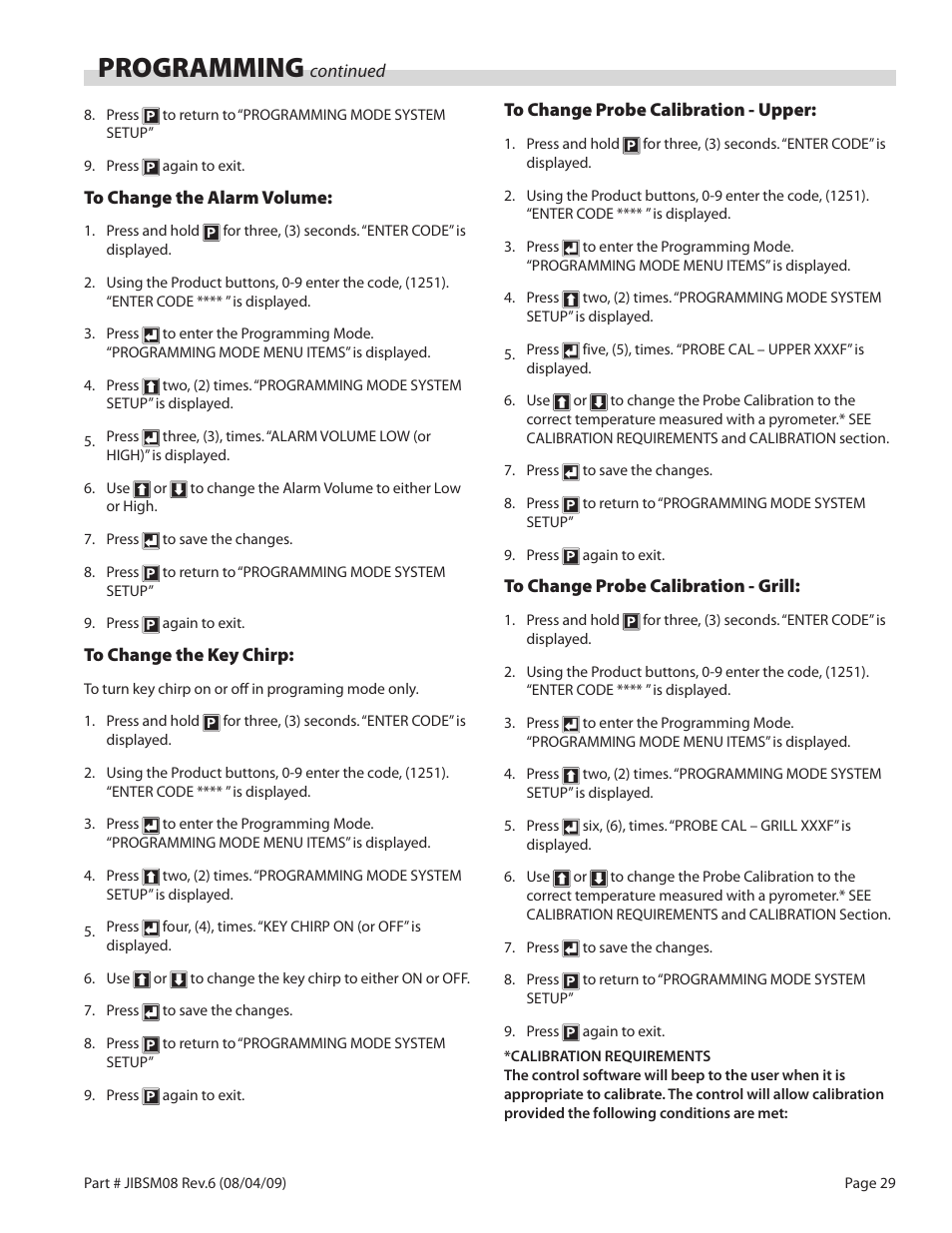 Programming | Garland JACK IN THE BOX XG36-JIB User Manual | Page 29 / 88