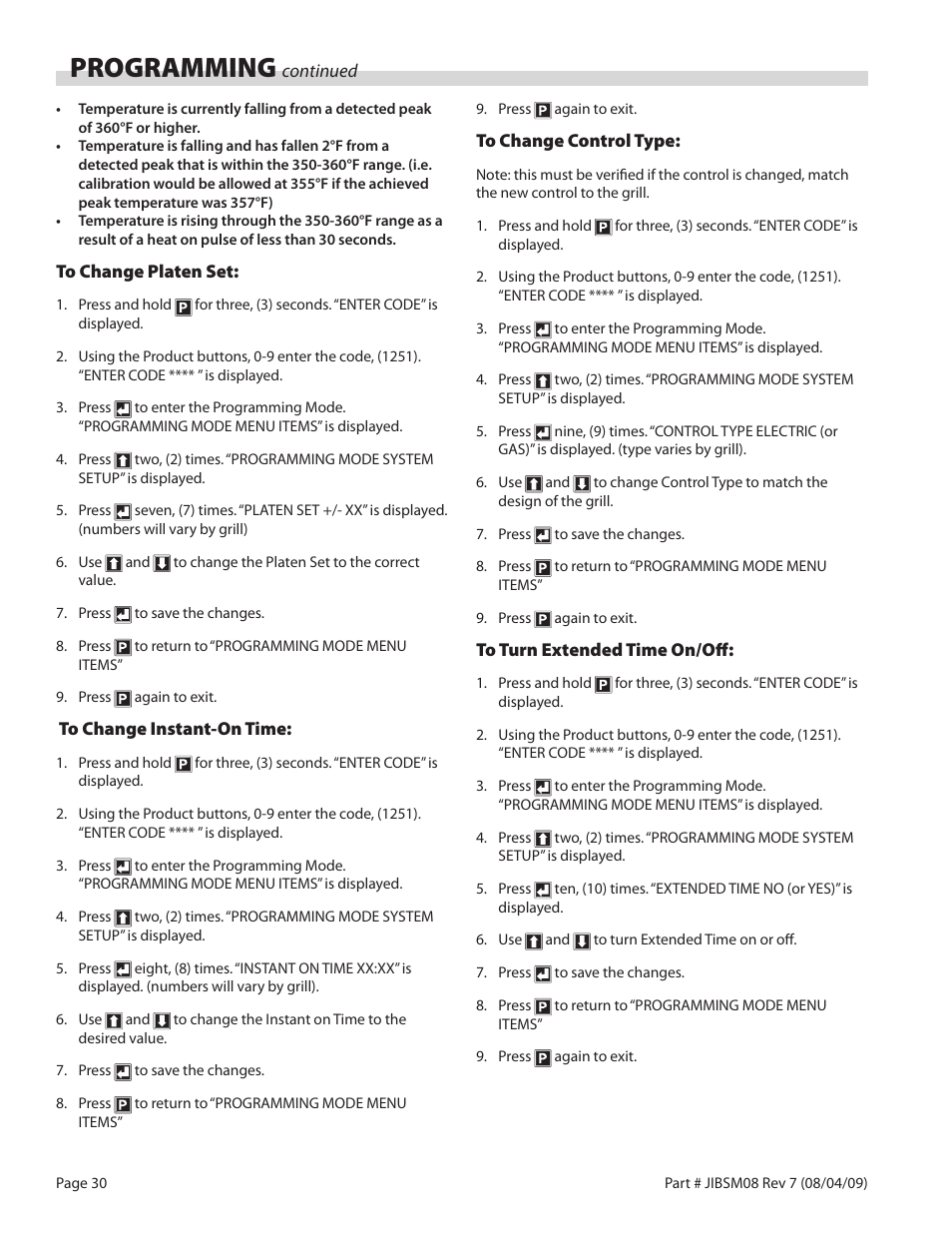 Programming | Garland JACK IN THE BOX XG36-JIB User Manual | Page 30 / 88