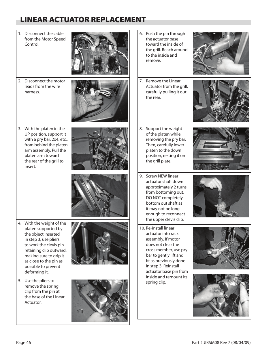 Linear actuator replacement | Garland JACK IN THE BOX XG36-JIB User Manual | Page 46 / 88