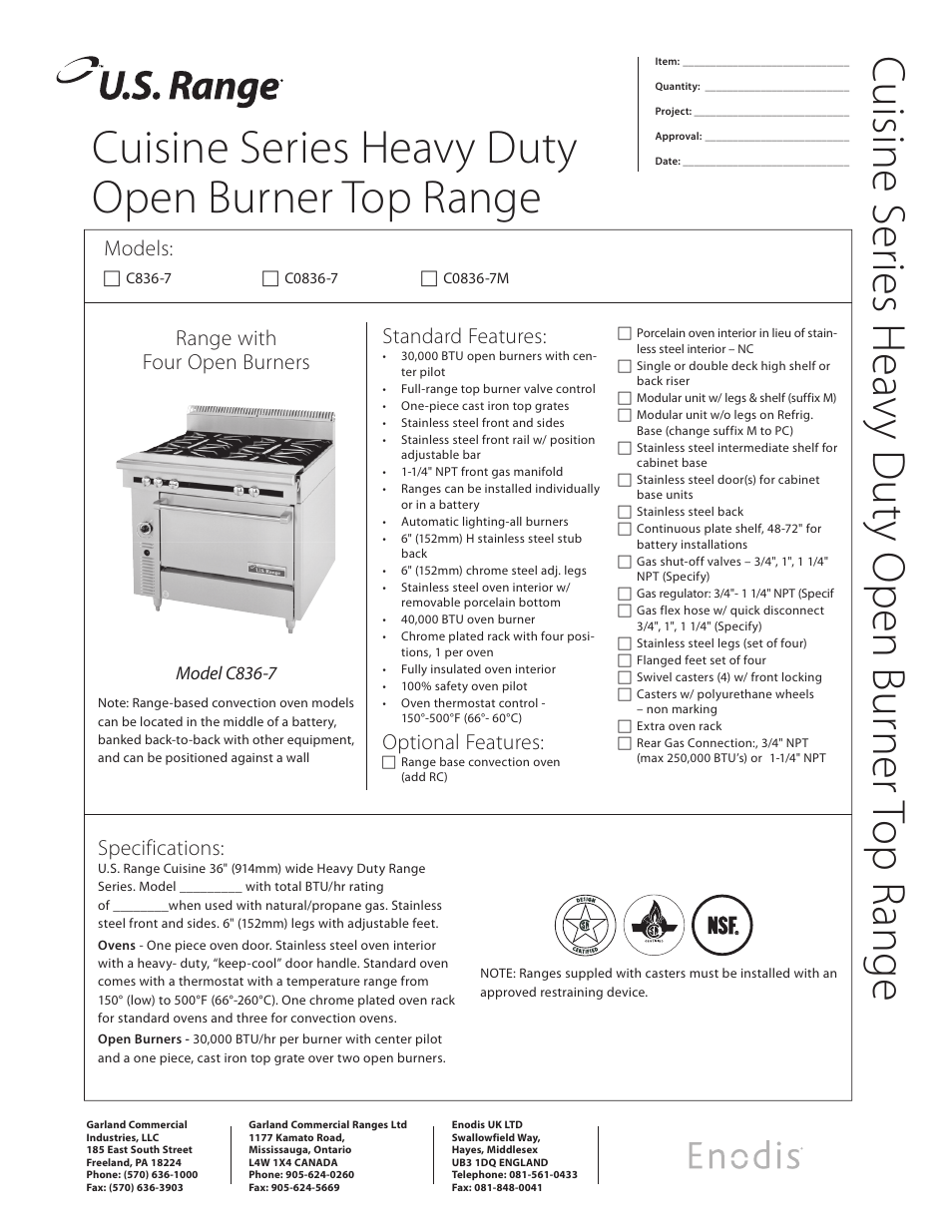 Garland C0836-7M User Manual | 2 pages