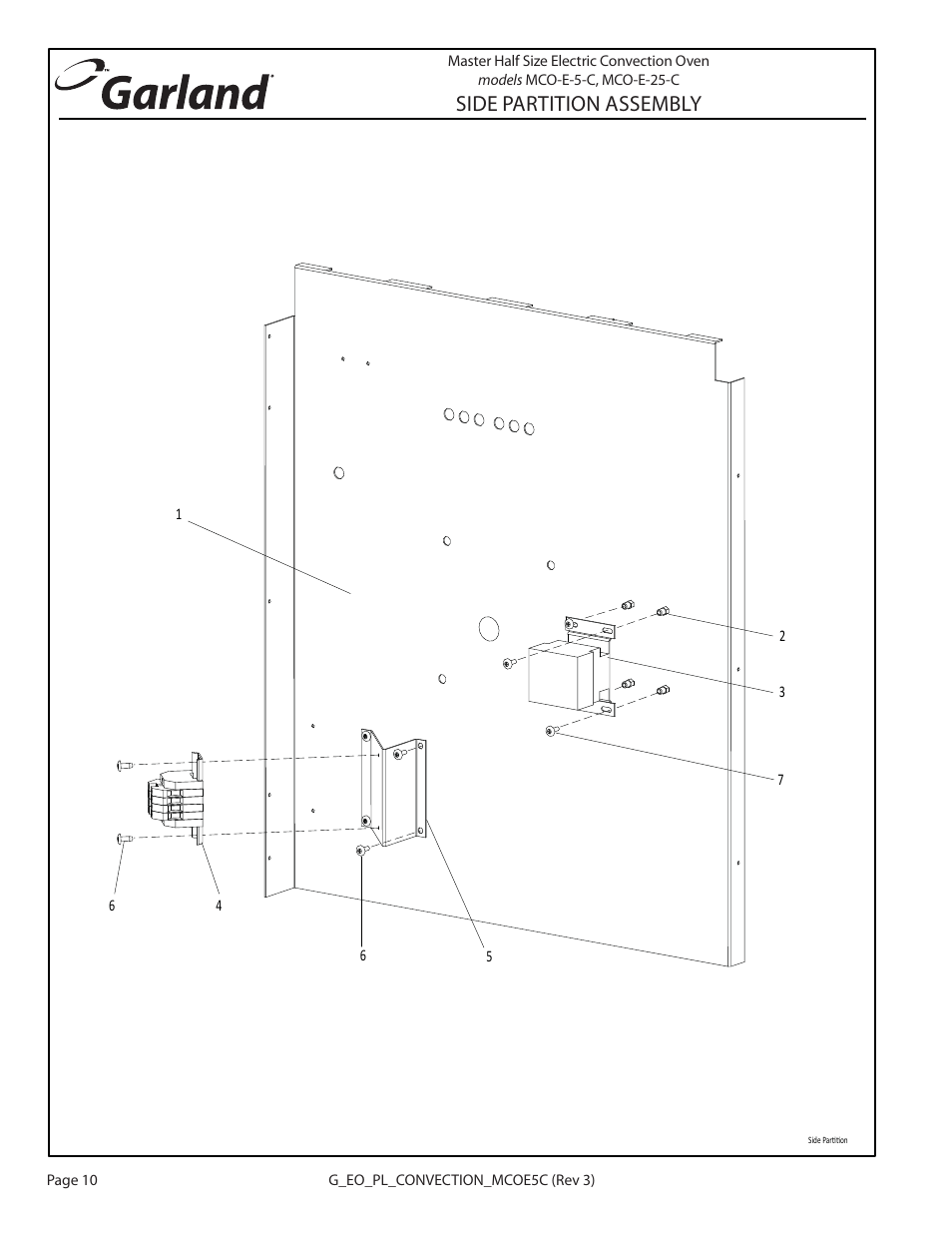 Side partition assembly | Garland MCO-E-5-C User Manual | Page 10 / 22