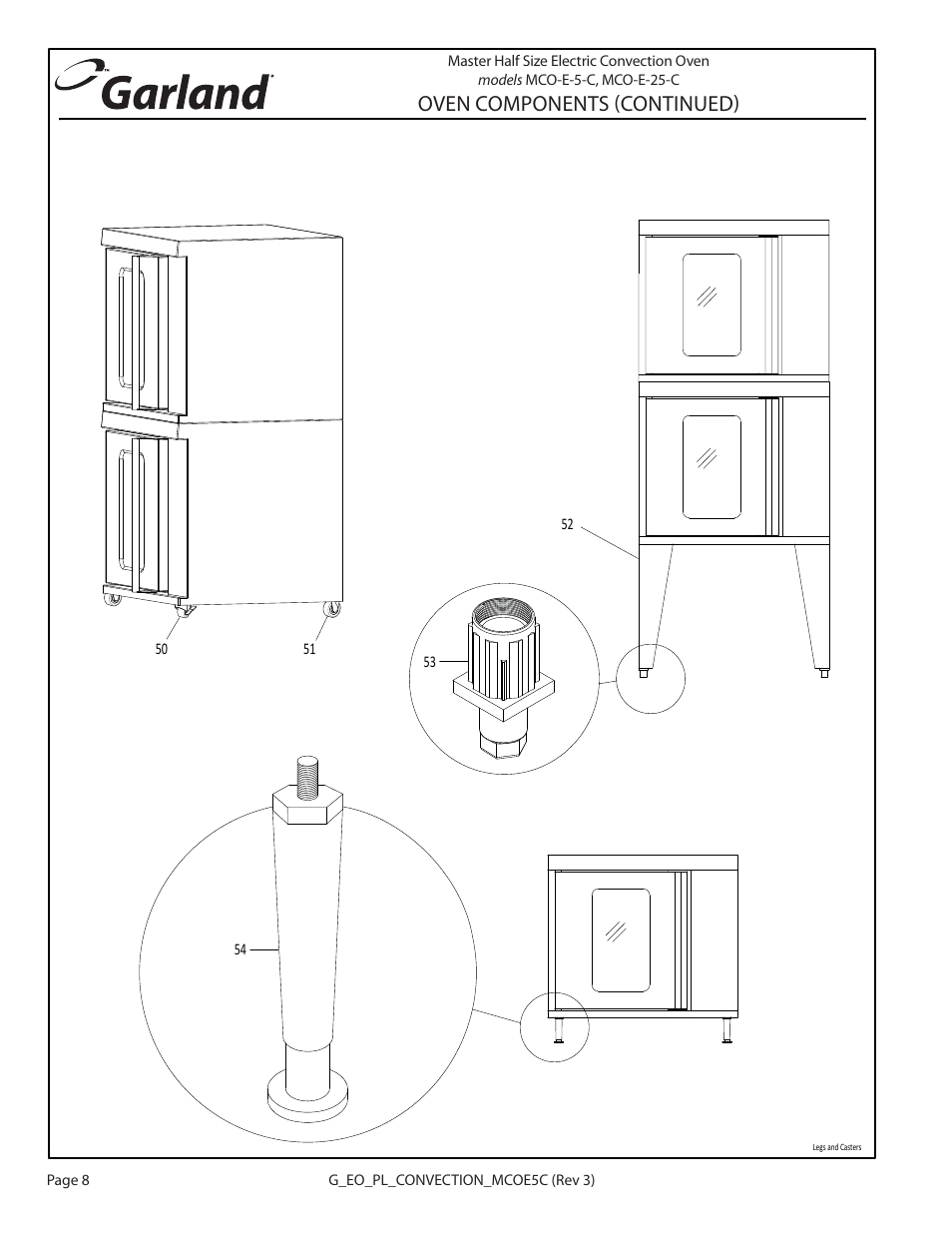 Oven components (continued) | Garland MCO-E-5-C User Manual | Page 8 / 22