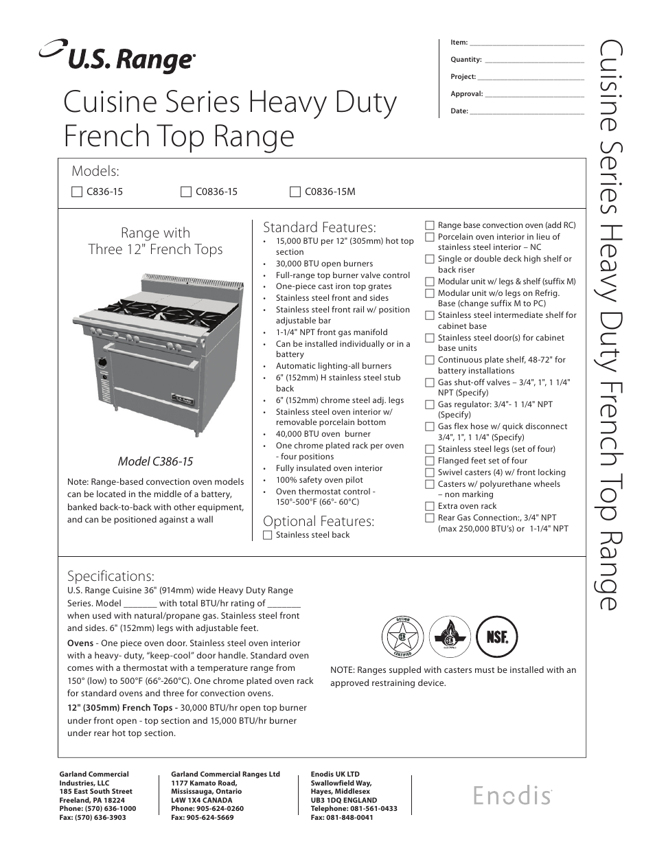 Garland C836-15 User Manual | 2 pages