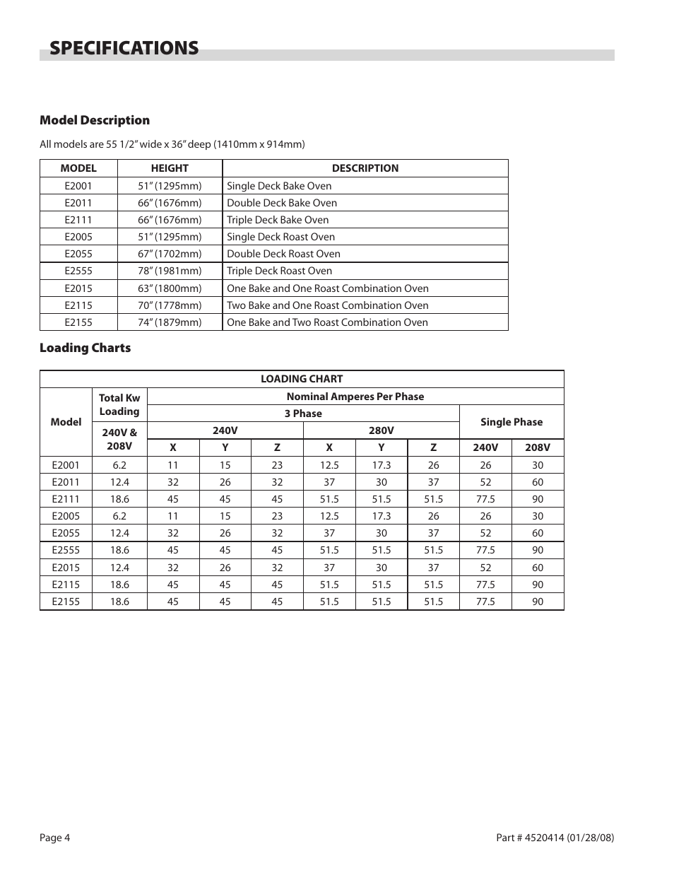 Specifications | Garland 2000 User Manual | Page 4 / 8