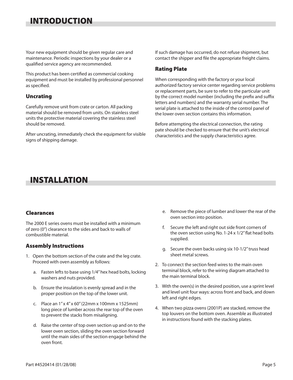 Introduction, Installation | Garland 2000 User Manual | Page 5 / 8