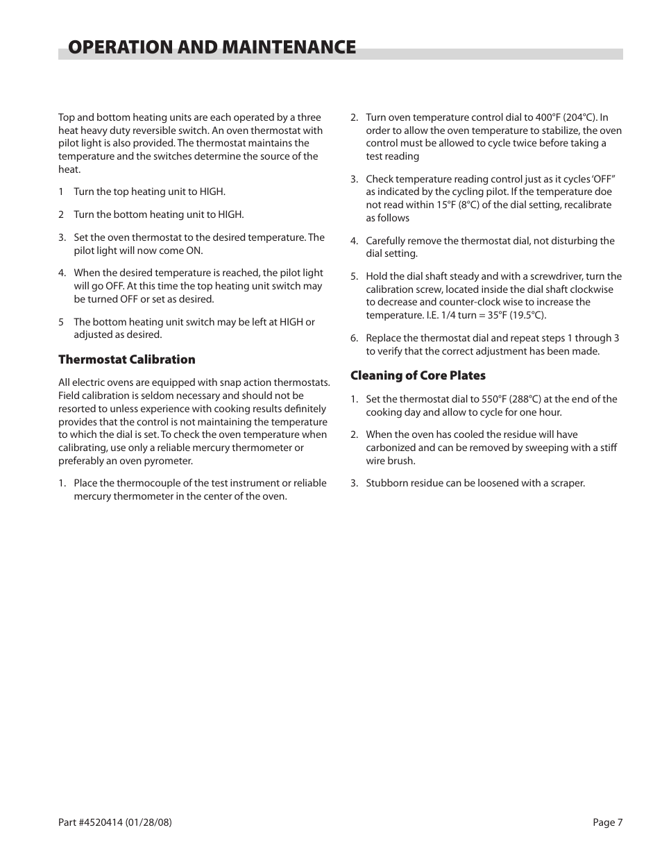 Operation and maintenance | Garland 2000 User Manual | Page 7 / 8