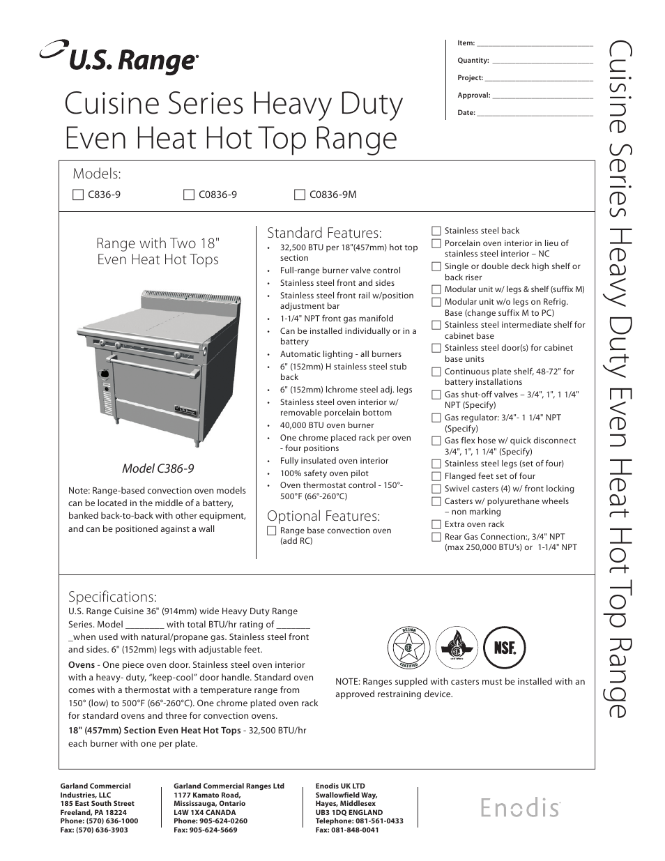 Garland C836-9 User Manual | 2 pages