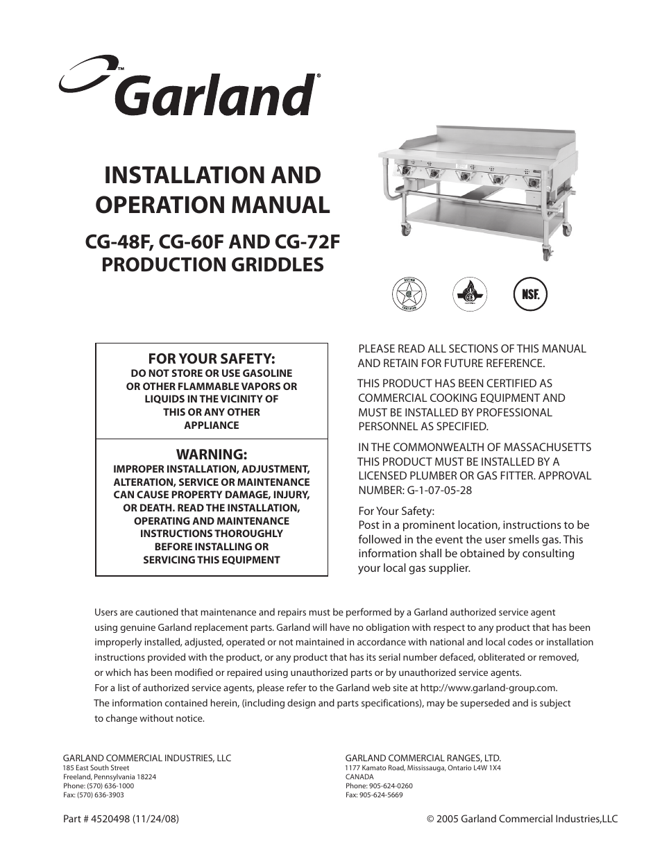 Garland CG-60F User Manual | 12 pages