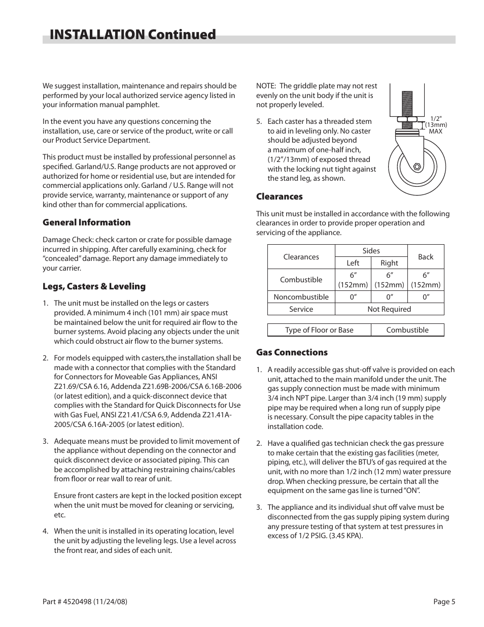 Installation continued | Garland CG-60F User Manual | Page 5 / 12