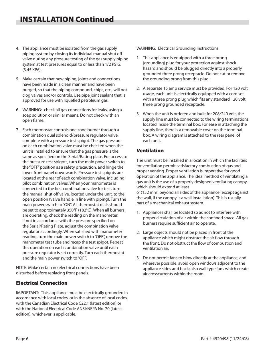 Installation continued | Garland CG-60F User Manual | Page 6 / 12