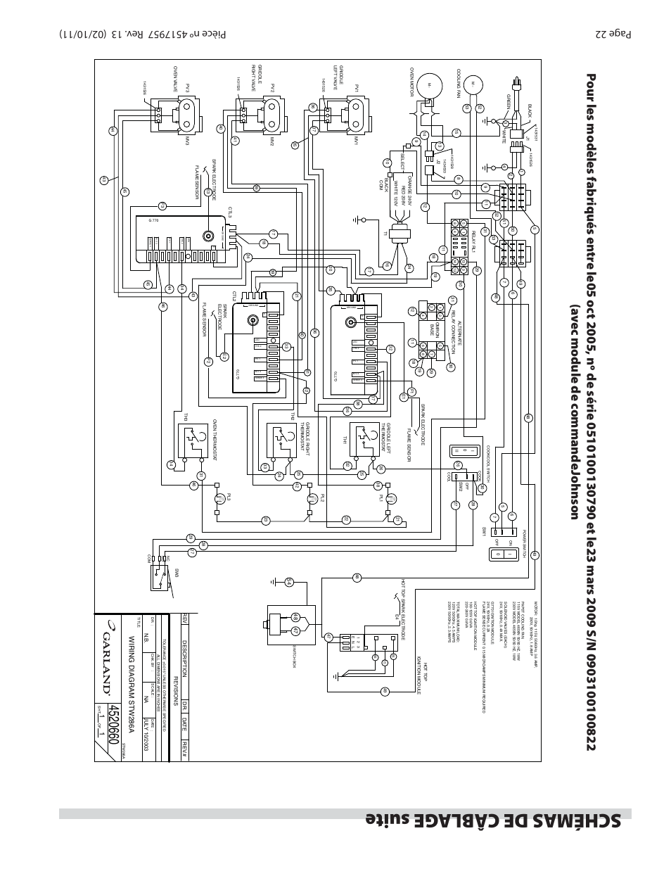 Schémas de câbl age suite, Wiring dia g ram stw286a | Garland STW286A User Manual | Page 35 / 56