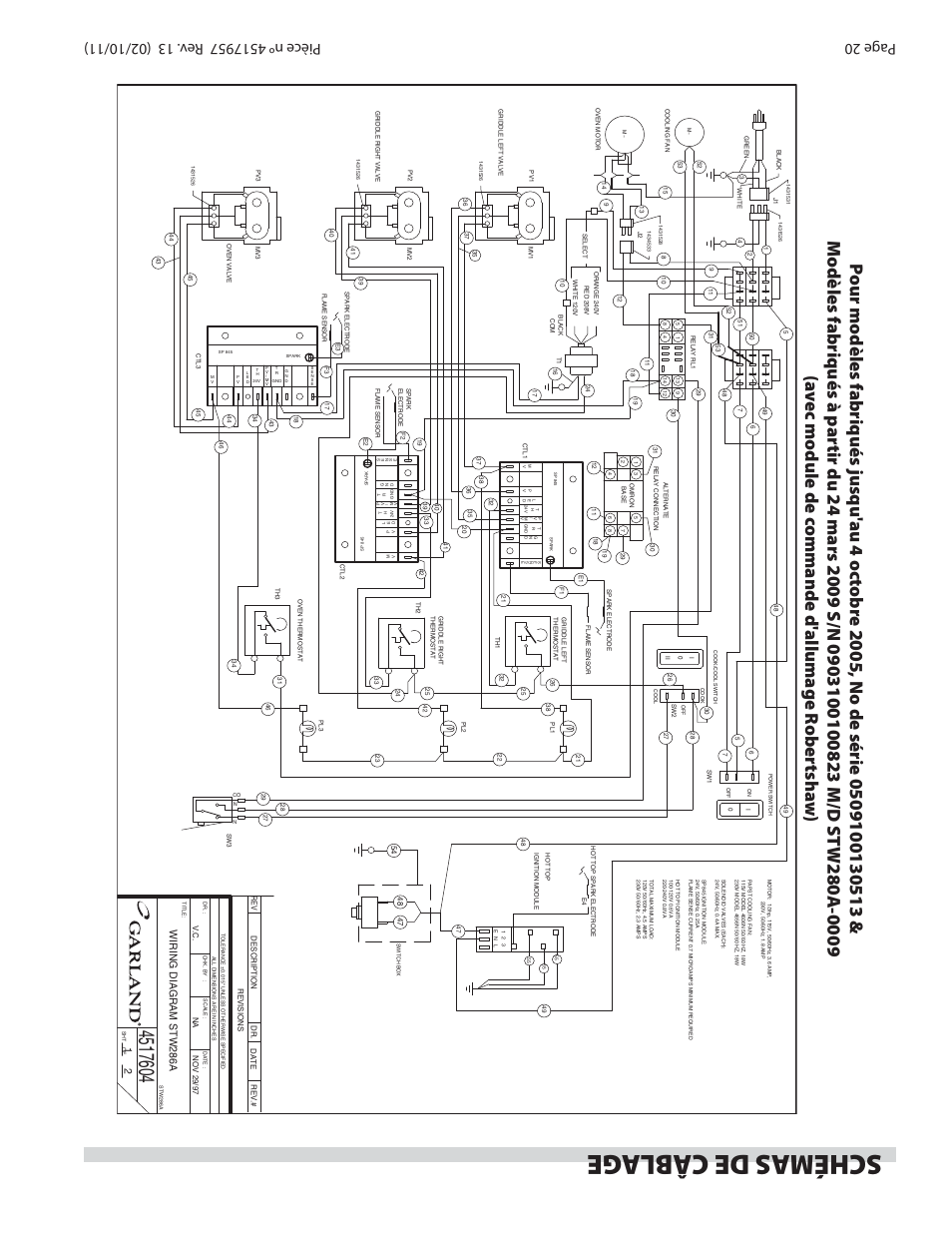 Schémas de câbl ag e, Wiring diagram stw286a | Garland STW286A User Manual | Page 37 / 56