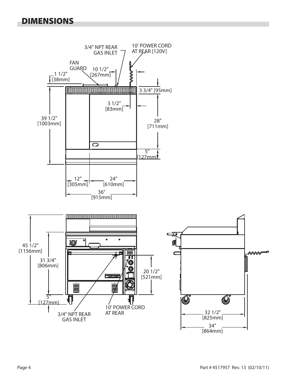 Dimensions | Garland STW286A User Manual | Page 4 / 56