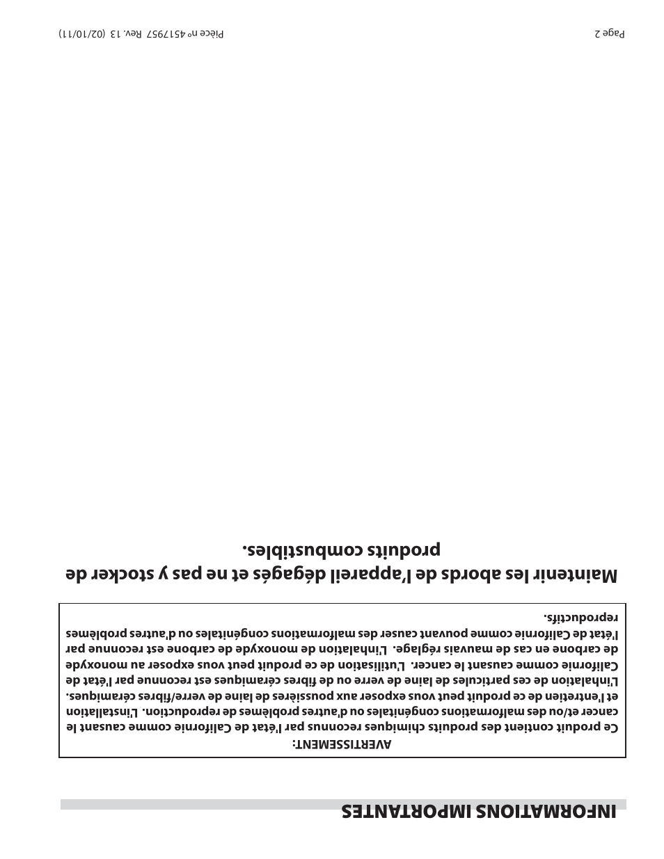 Informations import antes | Garland STW286A User Manual | Page 55 / 56