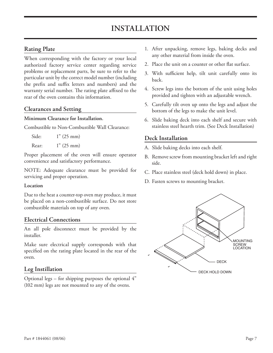 Installation | Garland CPO-ES-12H User Manual | Page 7 / 20