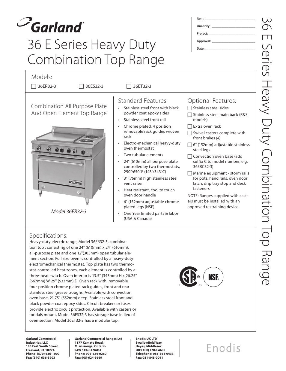 Garland 36 E User Manual | 2 pages