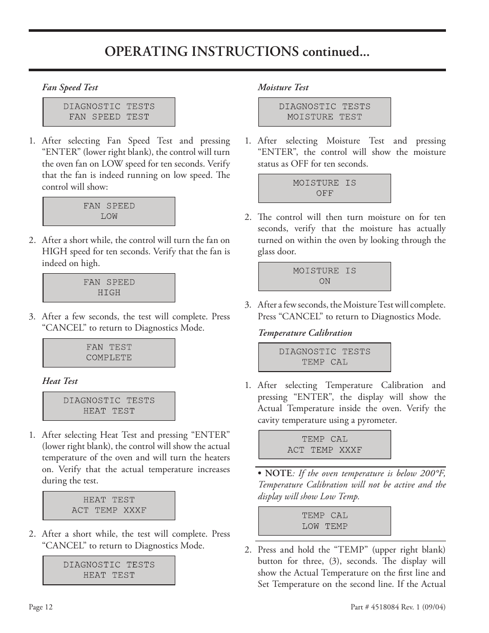 Operating instructions continued | Garland MPOE5L User Manual | Page 12 / 16