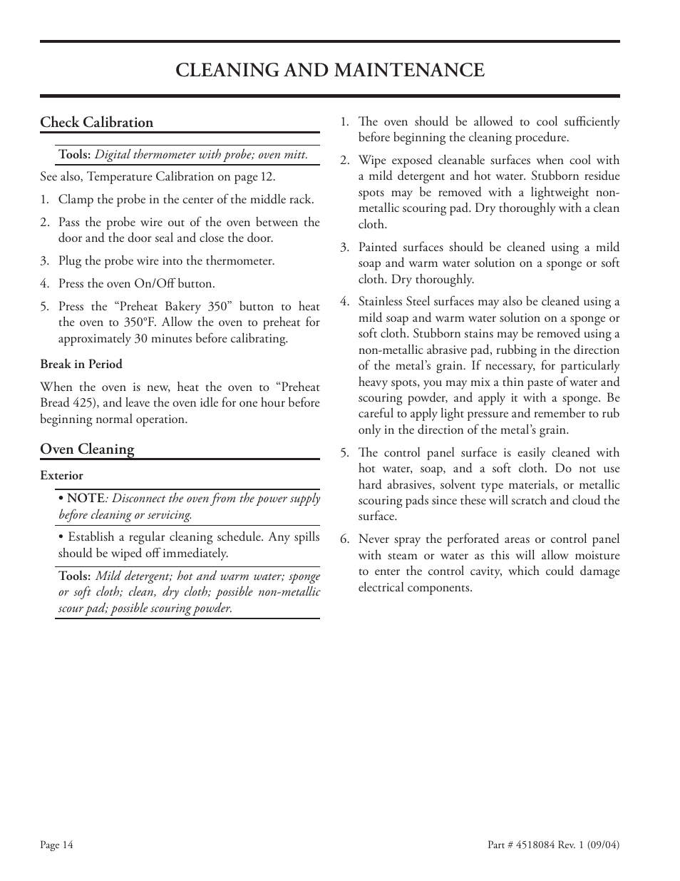 Cleaning and maintenance | Garland MPOE5L User Manual | Page 14 / 16