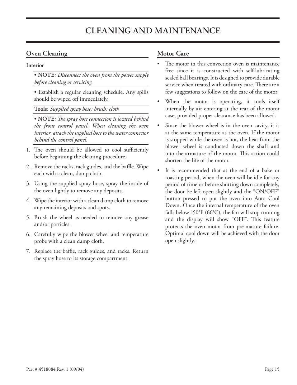 Cleaning and maintenance | Garland MPOE5L User Manual | Page 15 / 16