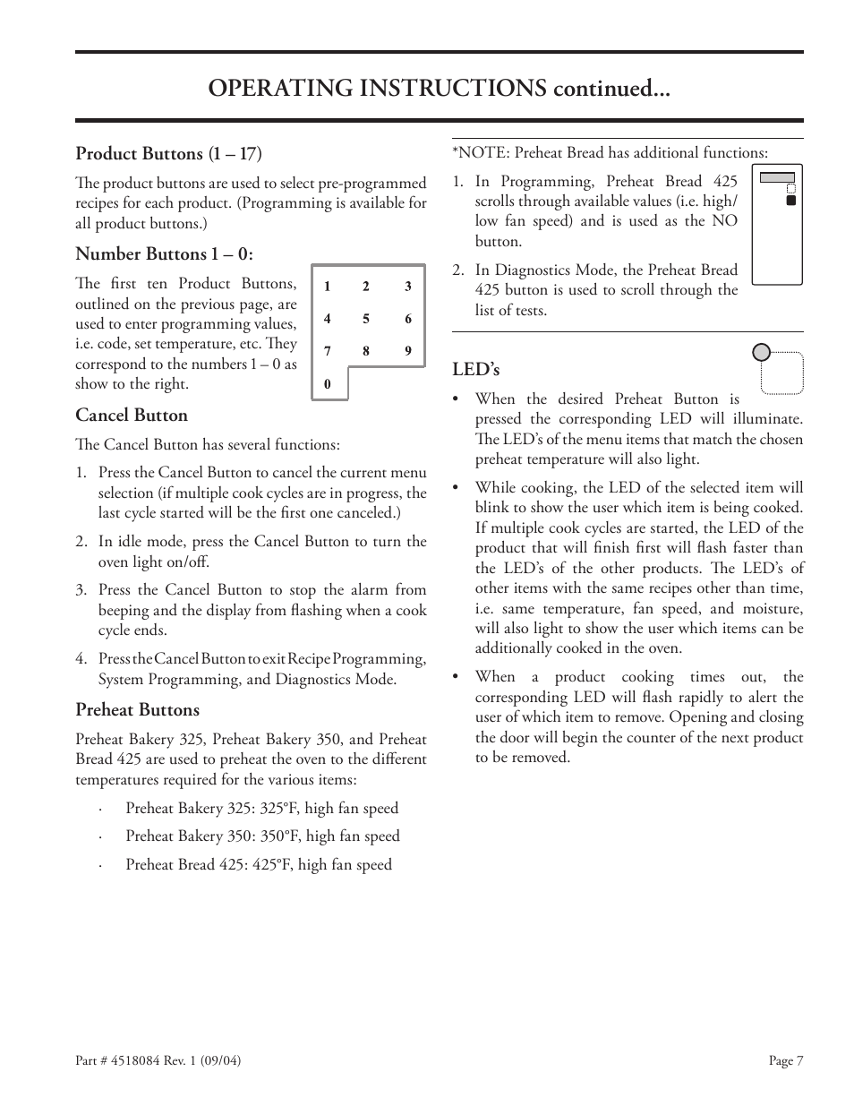 Operating instructions continued | Garland MPOE5L User Manual | Page 7 / 16