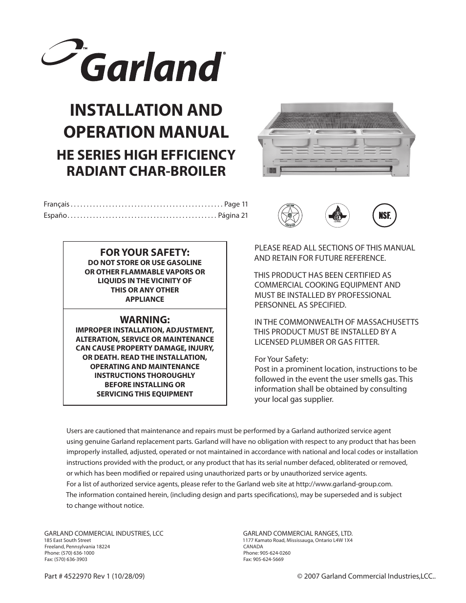 Garland RADIANT CHAR-BROILER 4522970 REV 1 User Manual | 32 pages