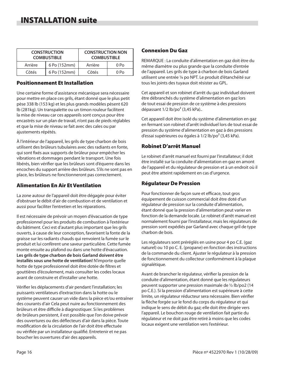 Installation suite | Garland RADIANT CHAR-BROILER 4522970 REV 1 User Manual | Page 16 / 32