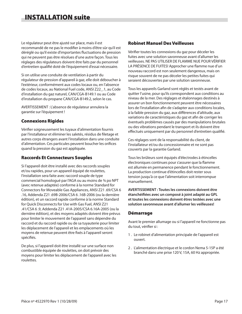 Installation suite | Garland RADIANT CHAR-BROILER 4522970 REV 1 User Manual | Page 17 / 32