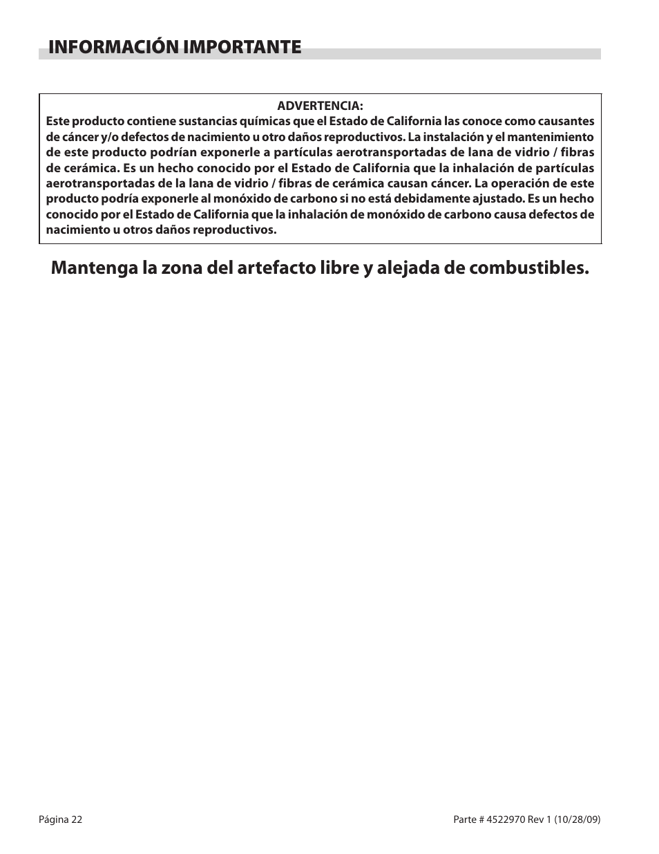 Información importante | Garland RADIANT CHAR-BROILER 4522970 REV 1 User Manual | Page 22 / 32