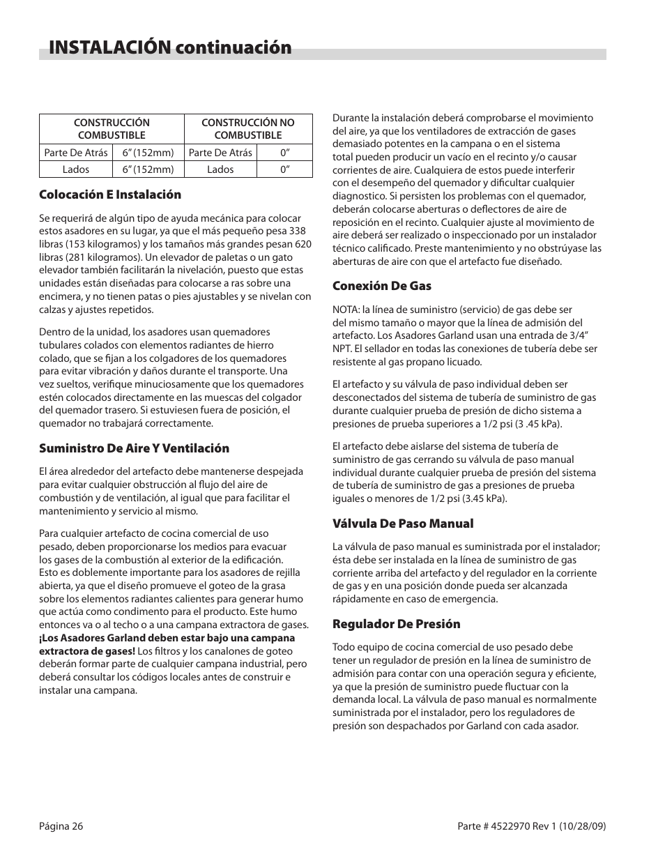 Instalación continuación | Garland RADIANT CHAR-BROILER 4522970 REV 1 User Manual | Page 26 / 32