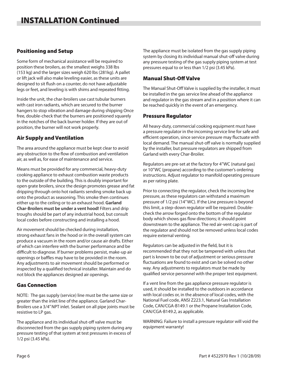 Installation continued | Garland RADIANT CHAR-BROILER 4522970 REV 1 User Manual | Page 6 / 32