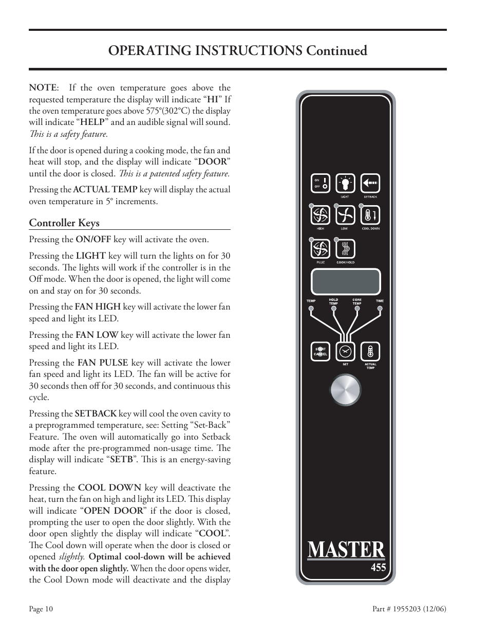 Operating instructions continued | Garland Convection Microwave Oven User Manual | Page 10 / 44