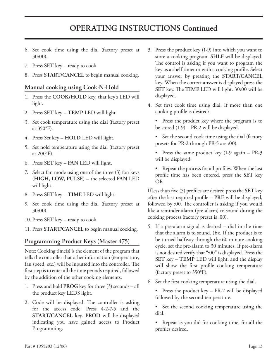 Operating instructions continued | Garland Convection Microwave Oven User Manual | Page 13 / 44