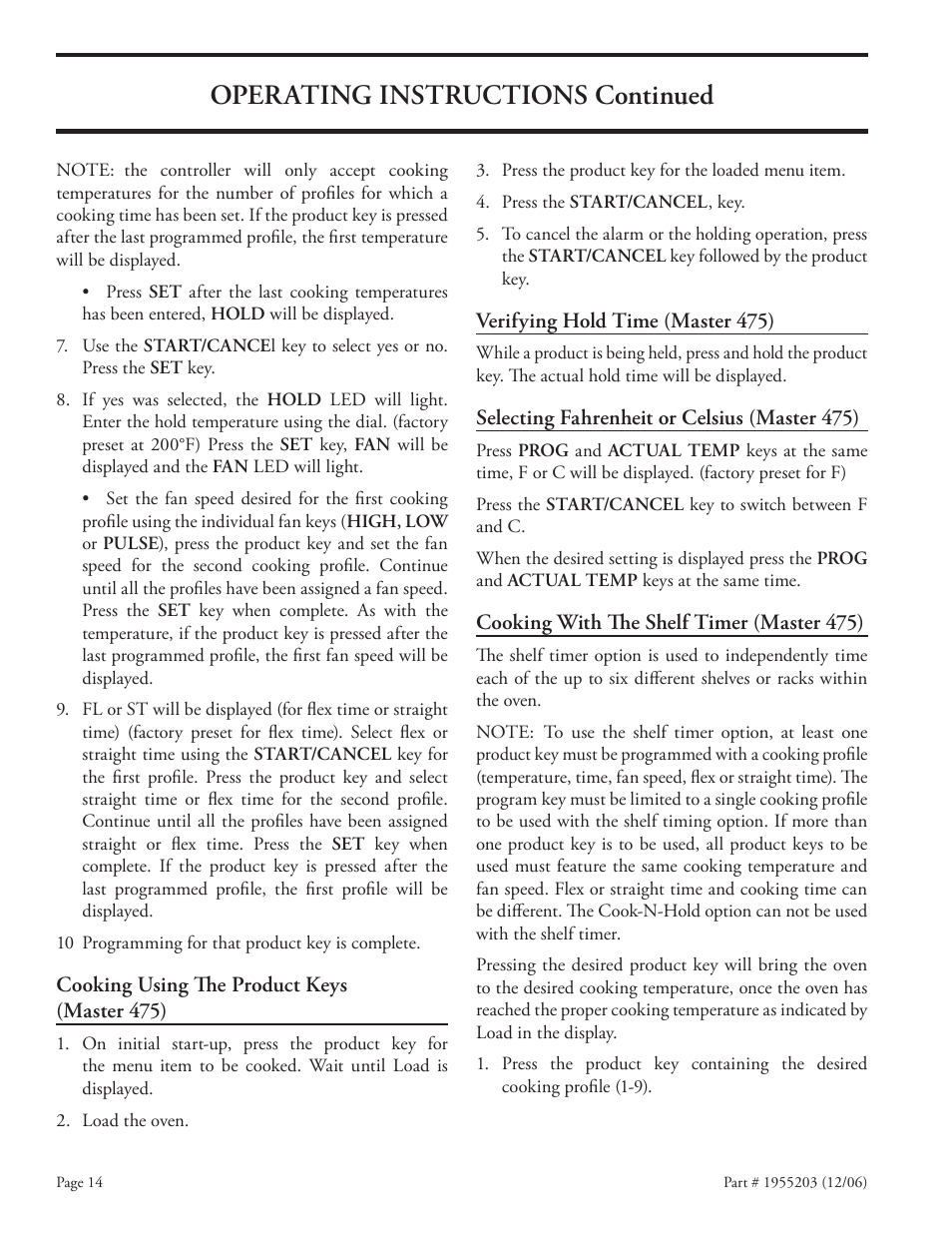 Operating instructions continued | Garland Convection Microwave Oven User Manual | Page 14 / 44