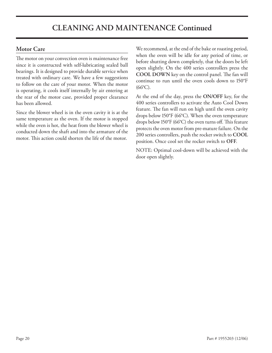 Cleaning and maintenance continued | Garland Convection Microwave Oven User Manual | Page 20 / 44