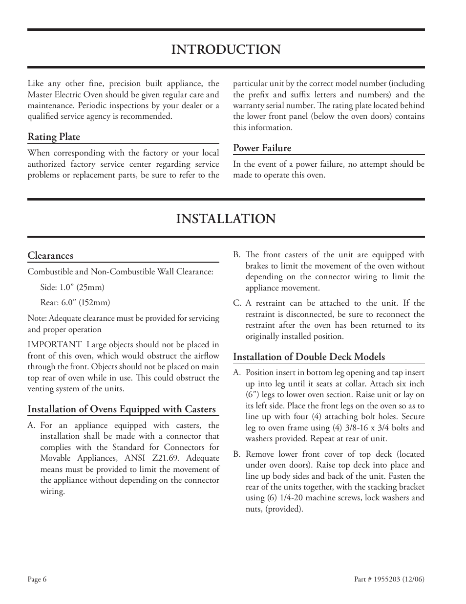 Installation introduction | Garland Convection Microwave Oven User Manual | Page 6 / 44