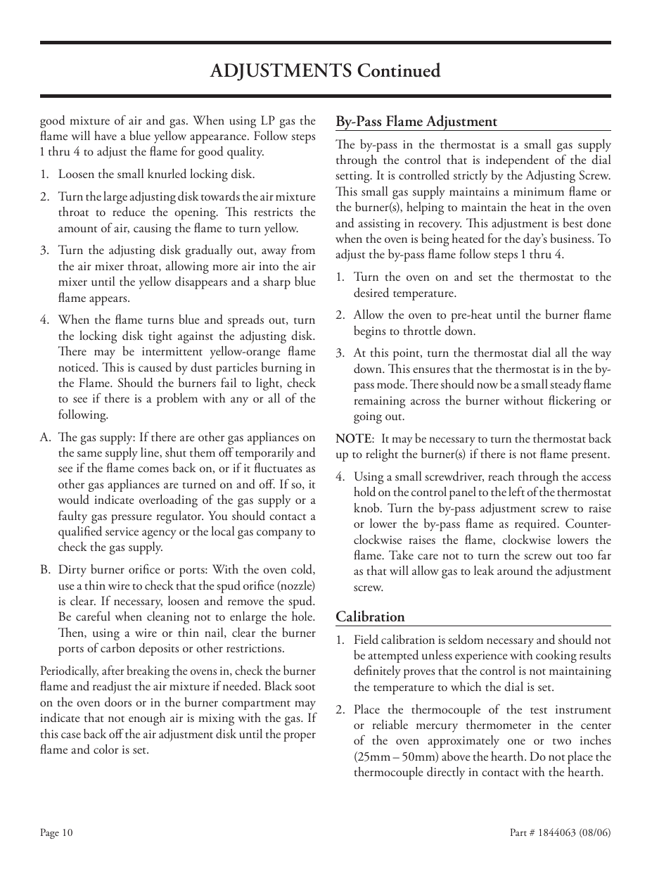 Adjustments continued | Garland GAS PIZZA OVENS User Manual | Page 10 / 28