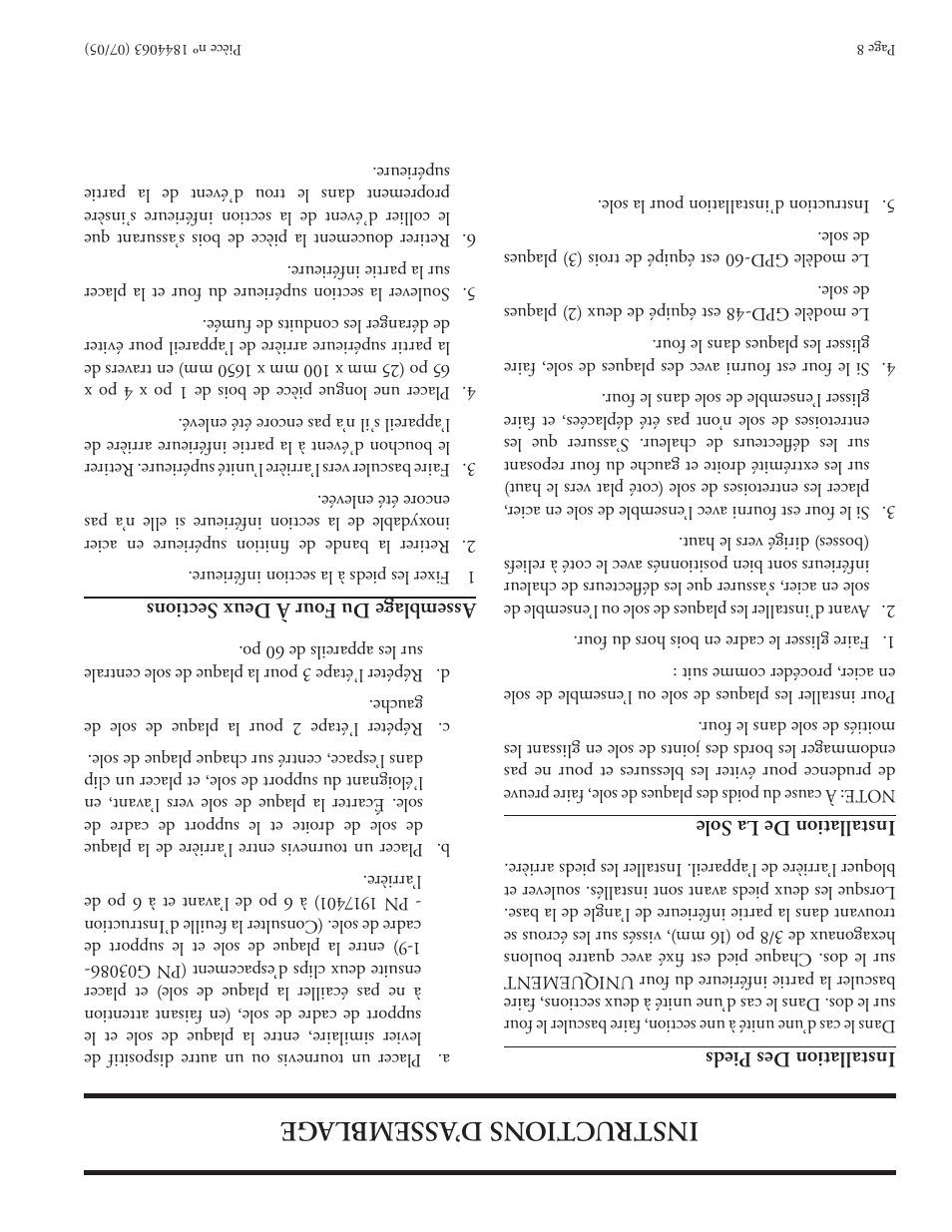 Ins tr ucti on s d ’as se mb la ge | Garland GAS PIZZA OVENS User Manual | Page 21 / 28