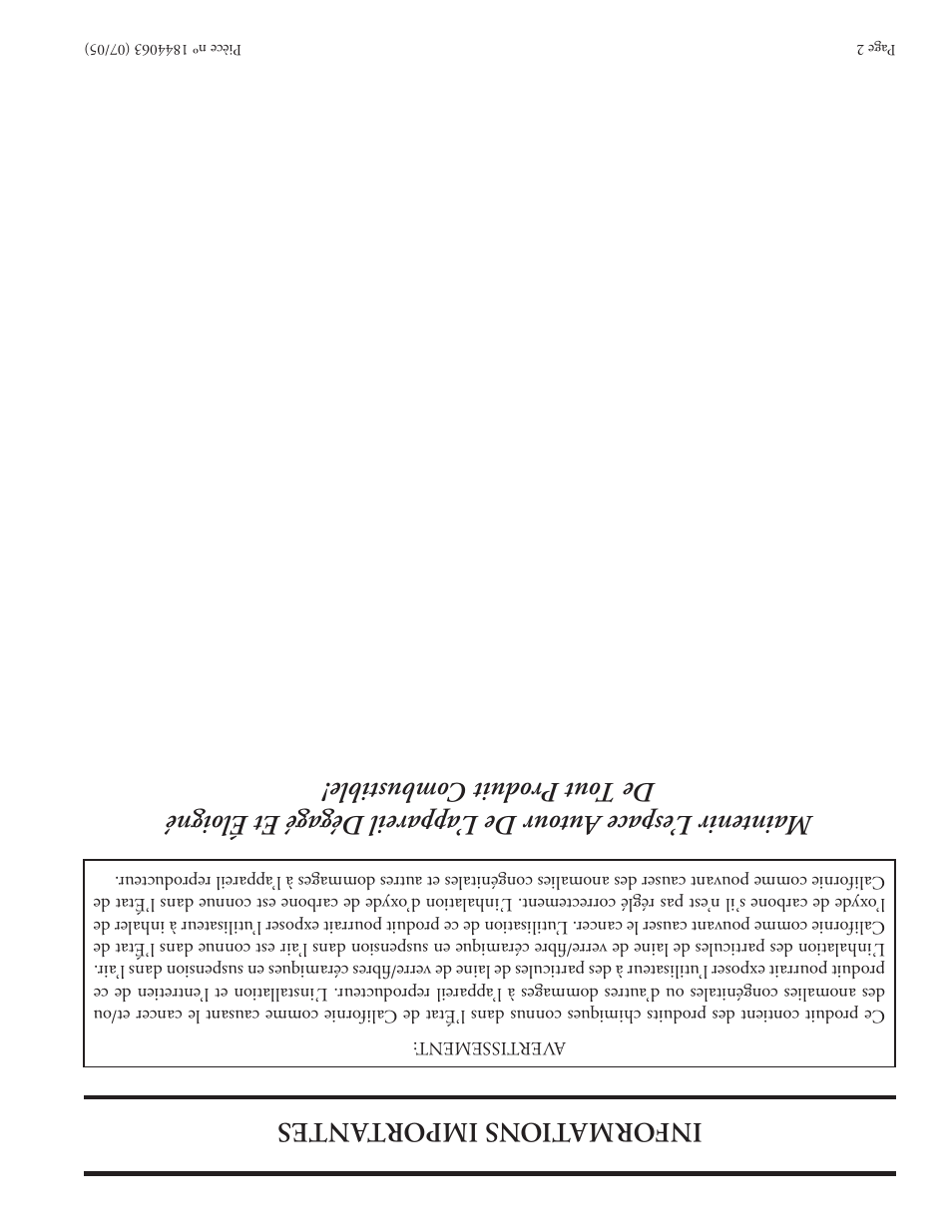 Inf or ma tio ns imp or ta nte s | Garland GAS PIZZA OVENS User Manual | Page 27 / 28