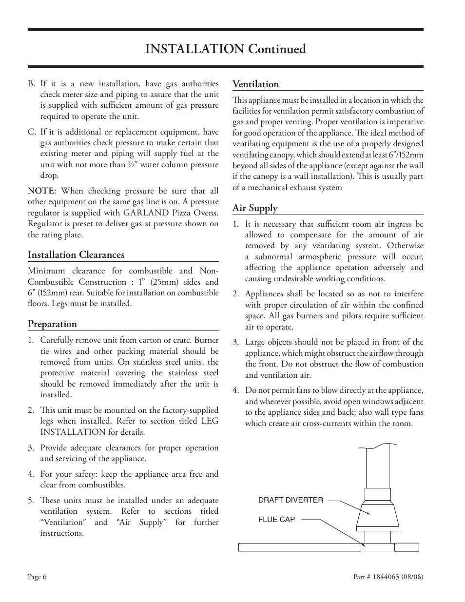Installation continued | Garland GAS PIZZA OVENS User Manual | Page 6 / 28
